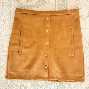 Amazon Tan Button-Front Mini Skirt